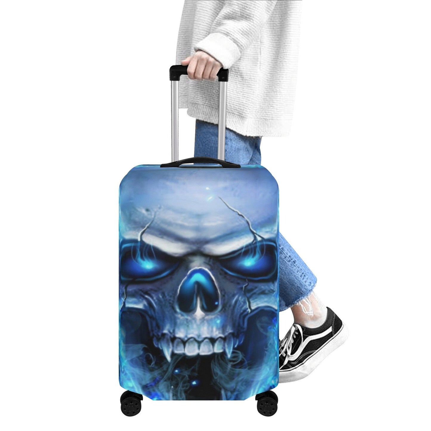 Flaming gothic skull luggage covers, skull in fire suitcase covers, Horror grim reaper gothic skull luggage set suitcase cover protector