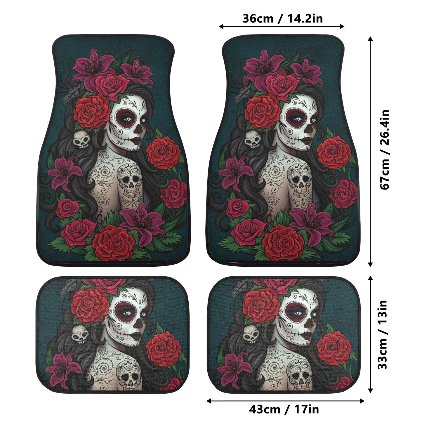Flower Sugar skull Car Seat Covers car mat flower skull car seat protector rose Mexican skull car mat candy skull car accessories seat cover