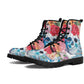 Beautiful floral skull boots for men women, Halloween gothic skull women boots skeleton boots, Rose skulls Halloween leather boots shoes