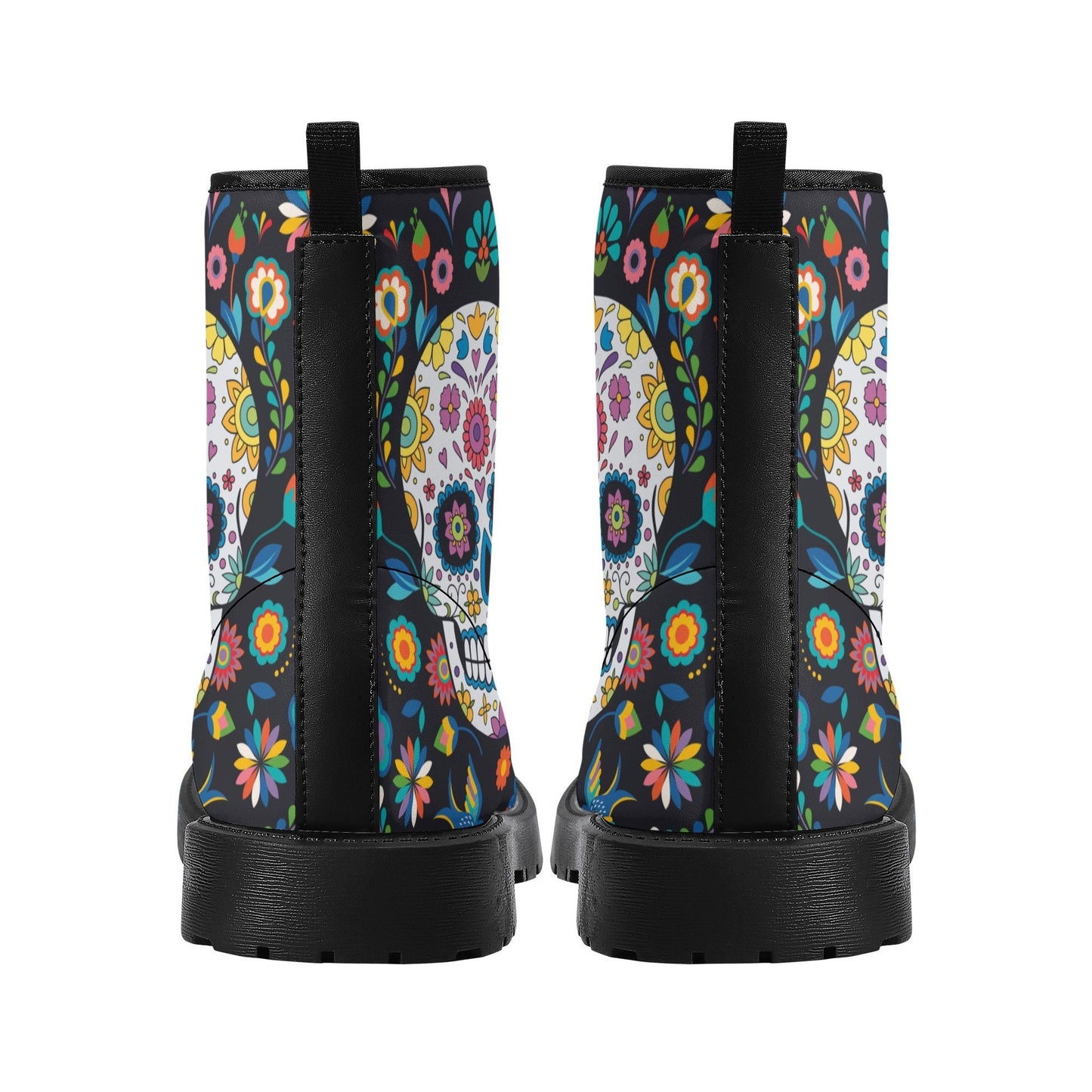 Day of the dead skull boots for men women, Mexican calaveras candy skull women boots skeleton boots, Mexican skulls men leather boots shoes