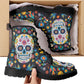 Day of the dead skull boots for men women, Mexican calaveras candy skull women boots skeleton boots, Mexican skulls men leather boots shoes