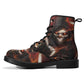 Reaper flaming skull boots for men women, Horror punisher skull gothic women boots skeleton boots, Skeleton fire skulls leather boots shoes