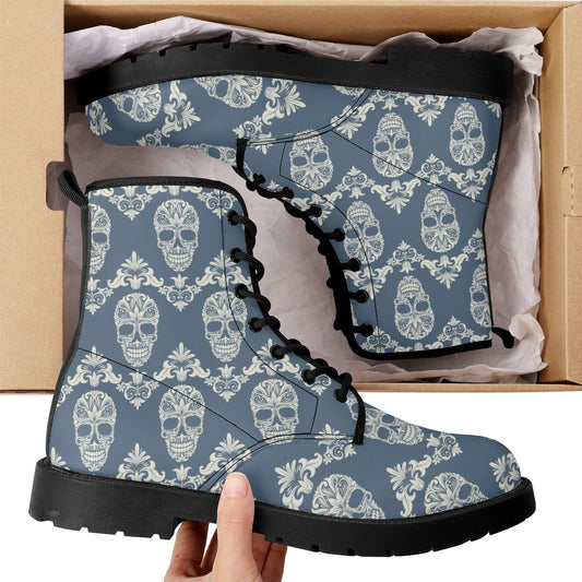 Cany sugar skull leather boots, Mexican skull boots, Dia de los muertos sugar skull boots for women men, skull men boots gothic women boots