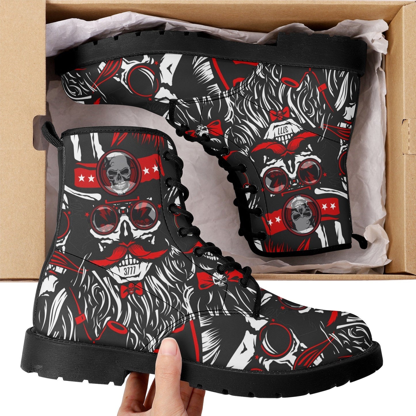 Biker Motorcycle skull leather boots, Gothic skull boots, Halloween skeleton skull boots for women, skull boots for men, gothic women boots