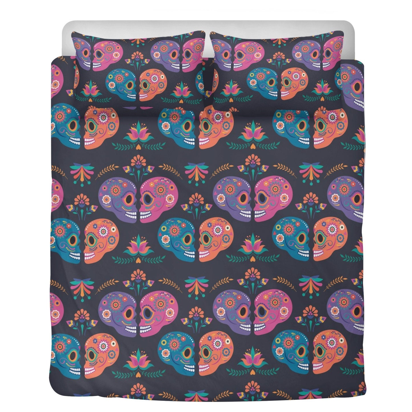 4pcs sugar skull bedding set, candy skull duvet cover set, day of the dead skull bedding set Halloween gothic skull duvet cover pillow cover