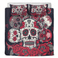 4pcs Floral sugar skull bedding duvet cover set, day of the dead skull candy skull bedding set, sugar skull duvet cover set pillow covers