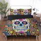 4pcs Floral sugar skull bedding duvet cover set, day of the dead skull candy skull bedding set, sugar skull duvet cover set pillow covers