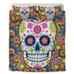 4pcs Floral sugar skull bedding duvet cover set, day of the dead skull candy skull bedding set, sugar skull duvet cover set pillow covers
