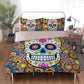 4pcs Floral sugar skull bedding duvet cover set, day of the dead skull candy skull bedding set, sugar skull duvet cover set pillow covers