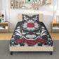 4pcs Floral skull bedding set, Rose skull skeleton duvet cover set Halloween skull bedding set Grim reaper skull Comforter Set pillow covers