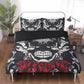 4pcs Floral skull bedding set, Rose skull skeleton duvet cover set Halloween skull bedding set Grim reaper skull Comforter Set pillow covers