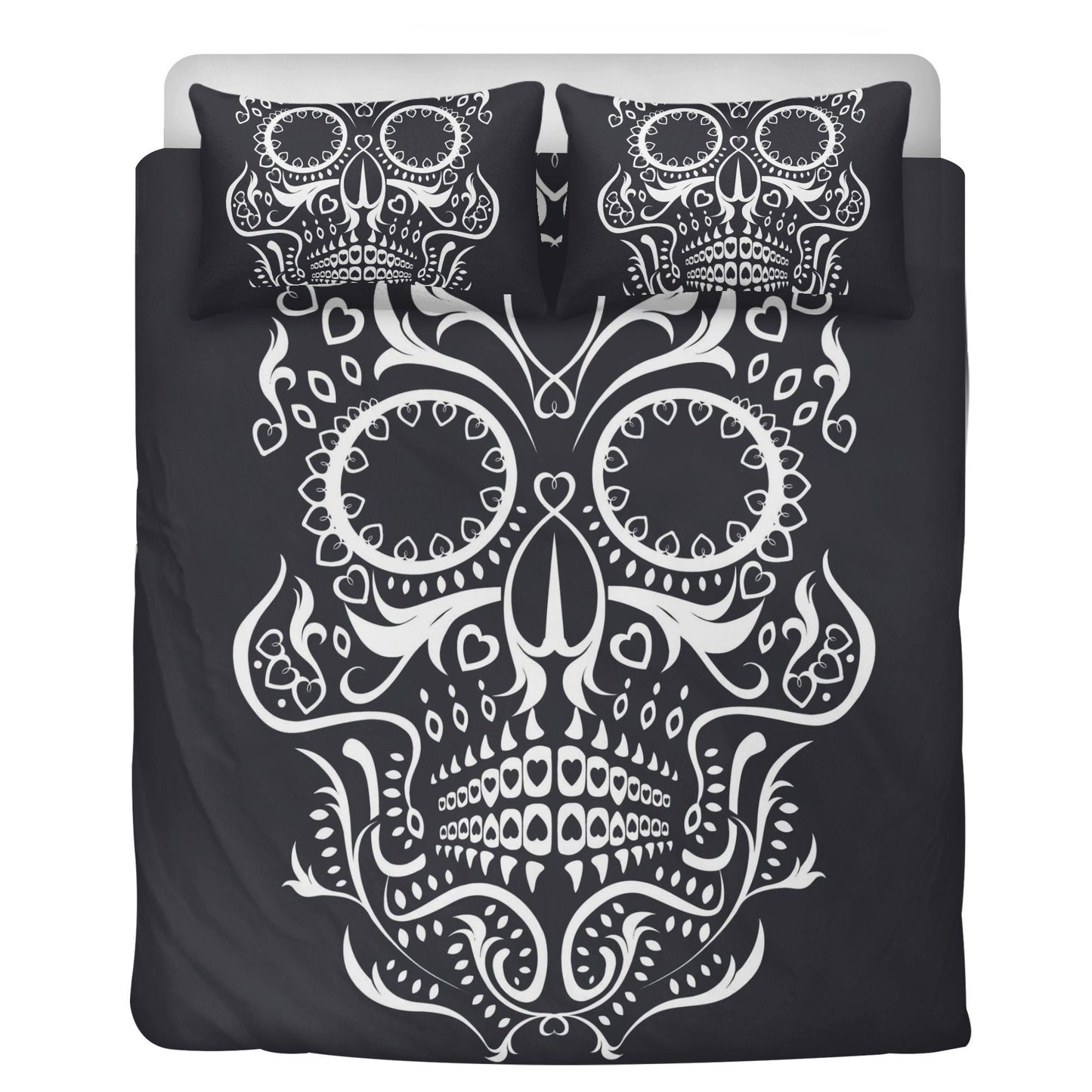 4pcs Floral sugar skull bedding duvet cover set, day of the dead skull candy skull bedding set, sugar skull duvet cover set pillow covers