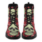 Floral skull leather boots, Halloween skull boots for men Rose skeleton skull boots for women, skull biker boots Grim reaper men women boots