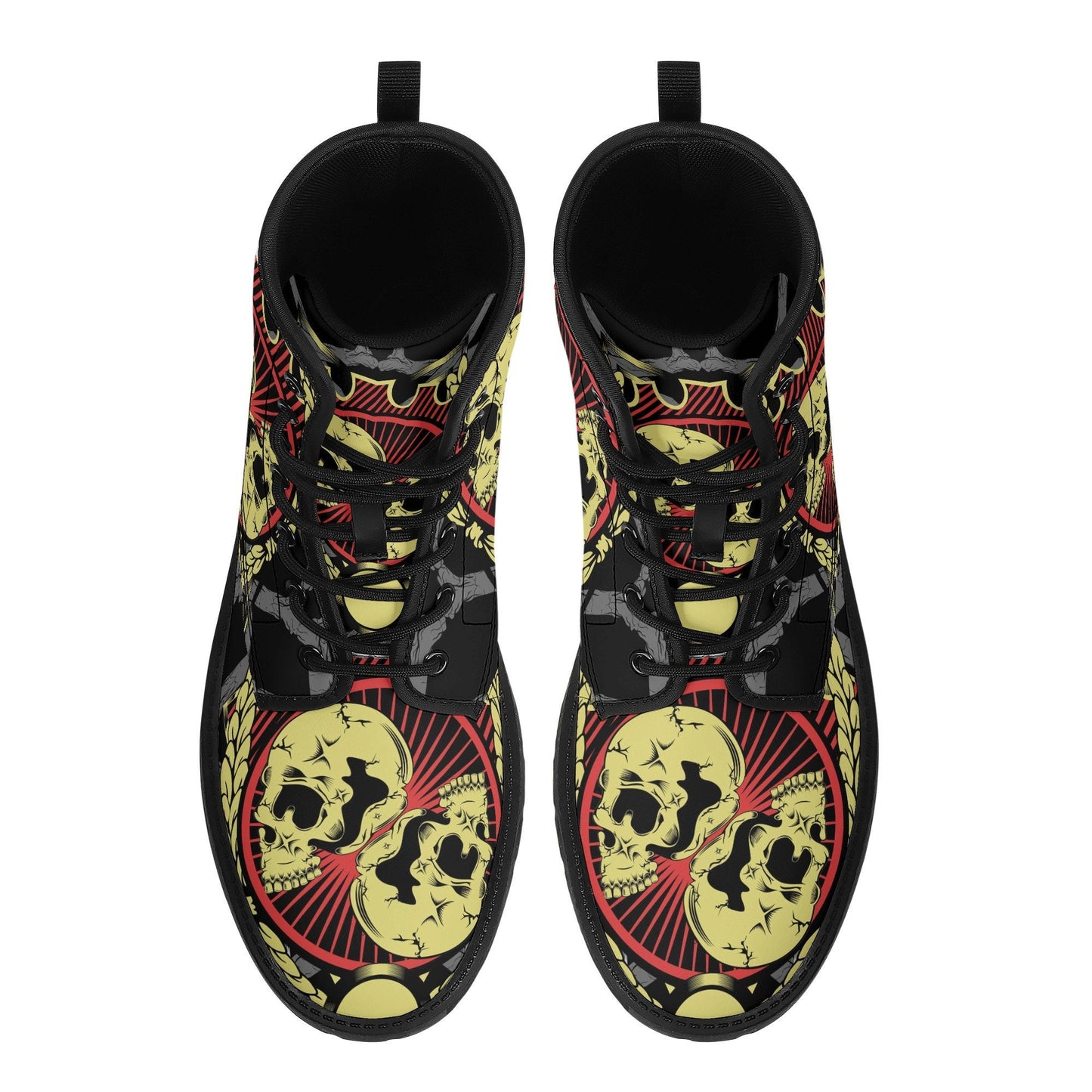 Gothic skull leather boots, Halloween skull boots for men Evil skeleton skull boots for women, skull biker boots Grim reaper men women boots