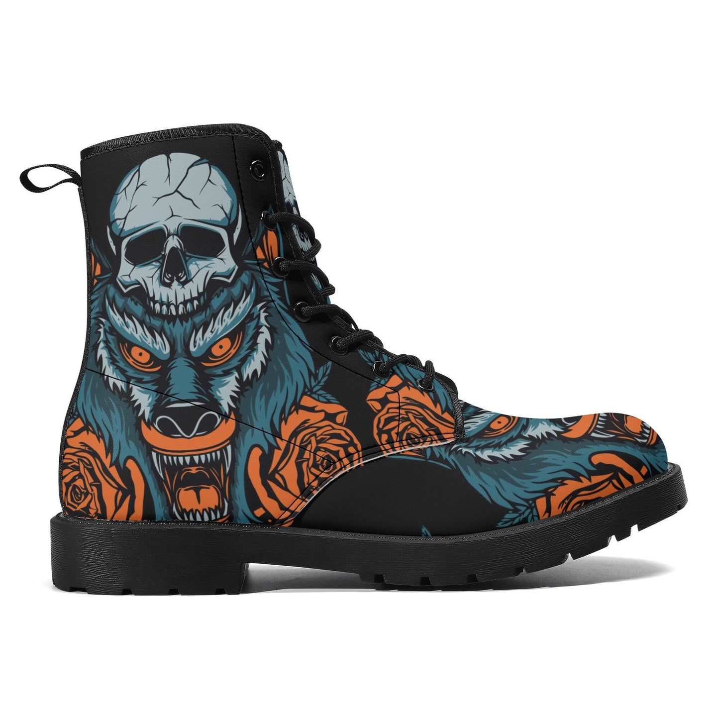 Wolf skull leather boots, Halloween skull boots for men, Horror skeleton skull boots for women, skull evil boots Grim reaper men women boots