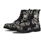 Floral skull leather boots, Halloween skull boots for men, flame skull boots for women, skull floral boots gothic skeleton men women boots