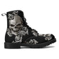 Floral skull leather boots, Halloween skull boots for men, flame skull boots for women, skull floral boots gothic skeleton men women boots