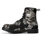 Floral skull leather boots, Halloween skull boots for men, flame skull boots for women, skull floral boots gothic skeleton men women boots