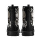 Floral skull leather boots, Halloween skull boots for men, flame skull boots for women, skull floral boots gothic skeleton men women boots