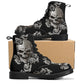 Floral skull leather boots, Halloween skull boots for men, flame skull boots for women, skull floral boots gothic skeleton men women boots