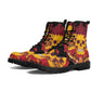 Floral skull leather boots, Halloween skull boots for men, flame skull boots for women, skull floral boots gothic skeleton men women boots
