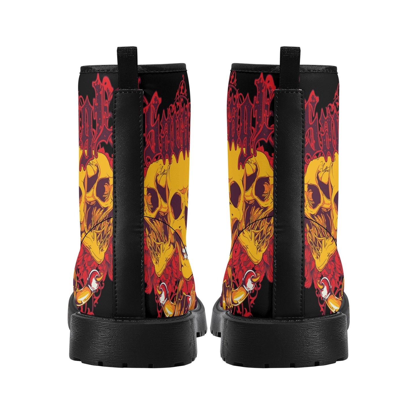 Floral skull leather boots, Halloween skull boots for men, flame skull boots for women, skull floral boots gothic skeleton men women boots