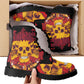 Floral skull leather boots, Halloween skull boots for men, flame skull boots for women, skull floral boots gothic skeleton men women boots