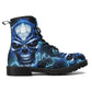Flame skull leather boots, Halloween skull boots for men, skull in fire boots for women, skull floral boots gothic skeleton men women shoes