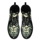 Gothic skull leather boots, Halloween skull boots for men, flame skull boots for women, skull floral boots horror skeleton men women boots