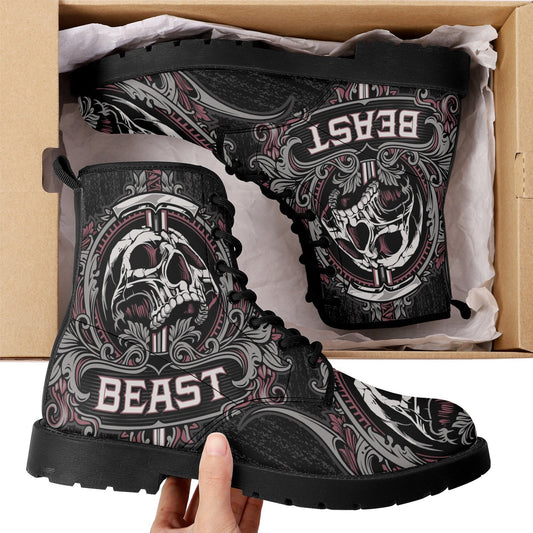 Beast skull leather boots, Skeleton skull boots for men, Grim reaper skull boots for men biker, skull boots horror skeleton men women boots