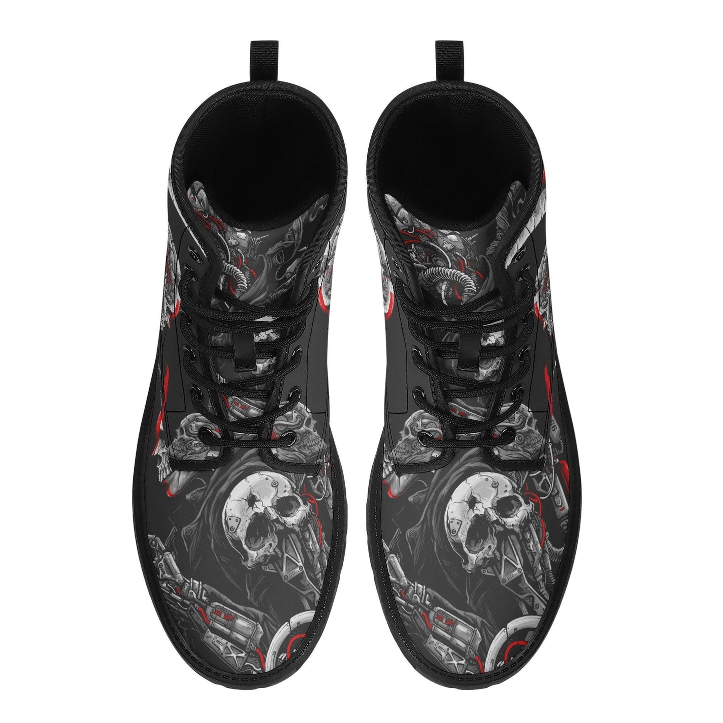Grim reaper skull boots for men women, Gothic punisher skull women boots skeleton men boots, Halloween punisher skulls leather boots shoes