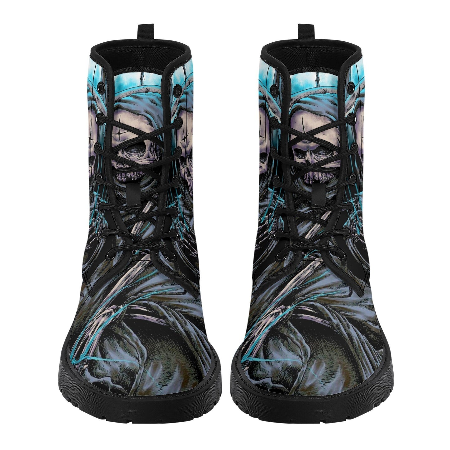 Horror reaper skull boots Streetwear shoes, Gothic punisher skull boots for men women, skeleton men boots, Halloween punisher leather boots