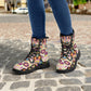 Sugar skull boots for men women, Dia de los muertos candy skull women boots skeleton leather boots, sugar skulls men leather boots shoes