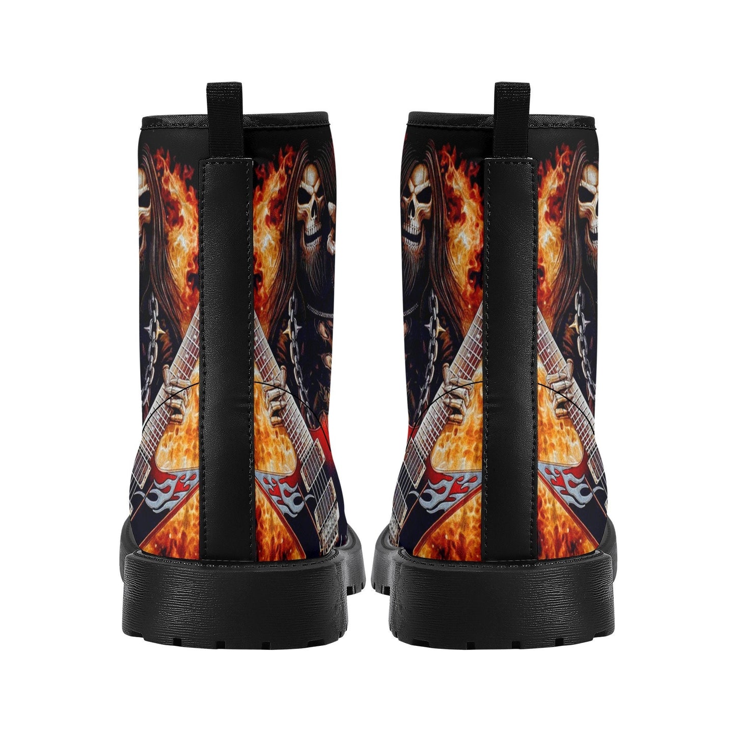 Guitarist skull boots, skeleton shoes, Gothic guitar skull boots for men women, skeleton men boots, Halloween Christmas skull leather boots