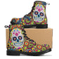 Day of the dead leather boots, sugar skull boots for men women sugar skull women's boots, candy skull women's boots, Calaveras leather boots
