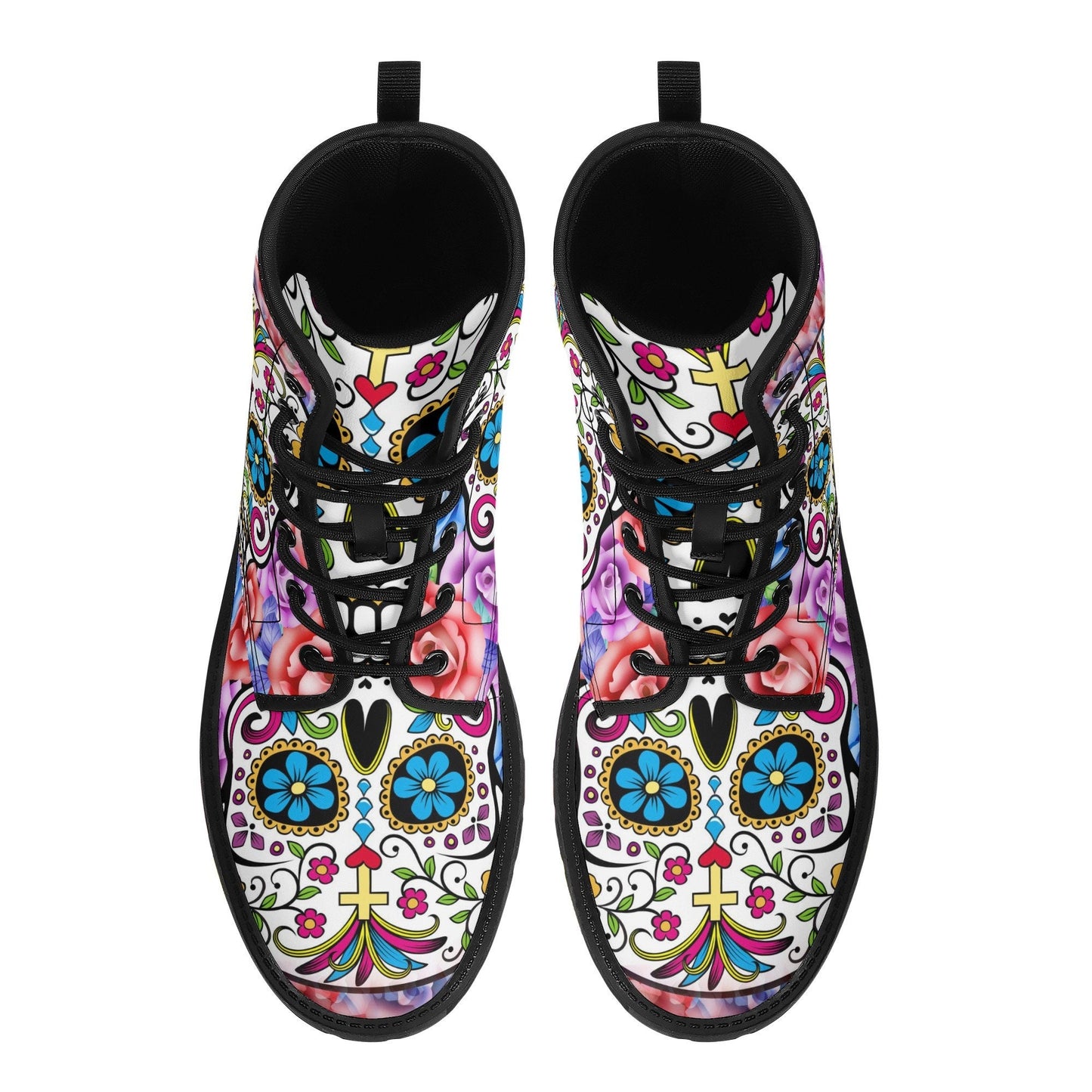 Dia de los muertos leather boots, sugar skull boots for men women, skull women's boots candy skull women's boots Mexican skull leather boots