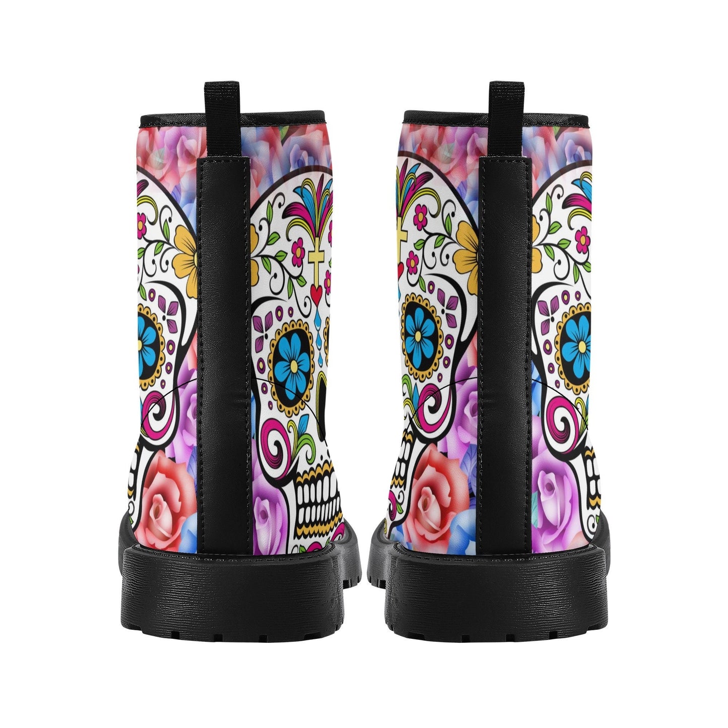Dia de los muertos leather boots, sugar skull boots for men women, skull women's boots candy skull women's boots Mexican skull leather boots