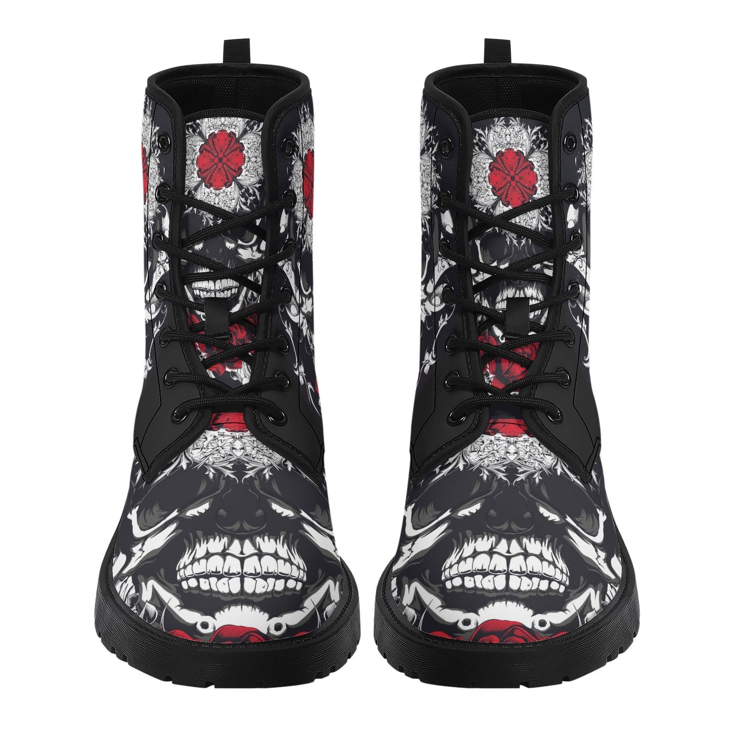 Floral skull leather boots,  rose skull boots for men women, Halloween skull women's boots, skeleton boots, grim reaper skull leather boots