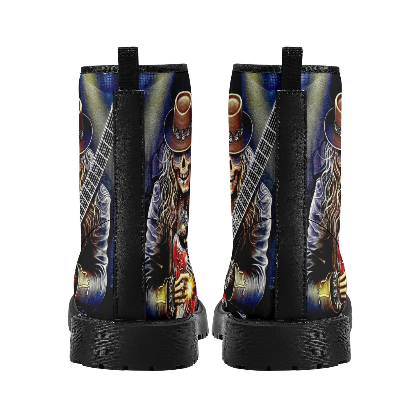 Guitarist skull boots, skeleton shoes, Gothic guitar skull boots for men women, skeleton men boots, Halloween Christmas skull leather boots