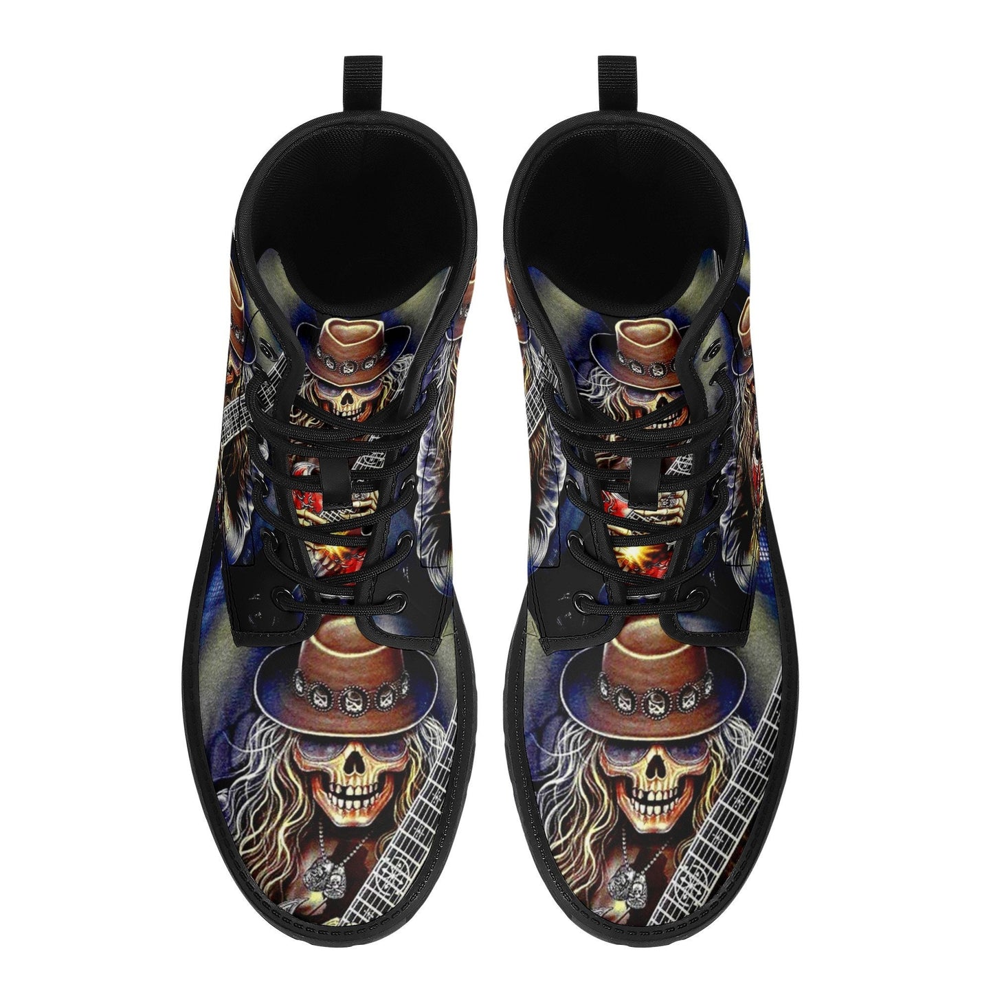 Guitarist skull boots, skeleton shoes, Gothic guitar skull boots for men women, skeleton men boots, Halloween Christmas skull leather boots