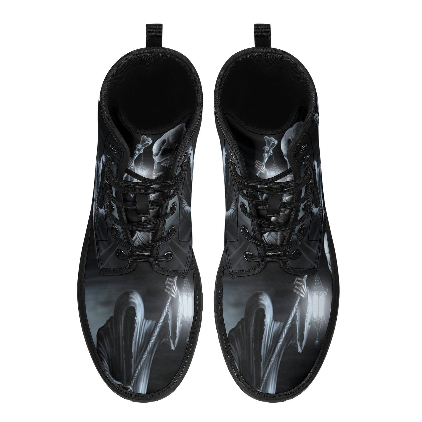 Grim reaper skull goth boots for men women shoes, Gothic skeleton boots for men women, Halloween men boots, Biker skull reaper leather boots