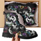 Floral skull horror boots for men women shoes, Gothic skeleton boots for men Gothic Platform Skull Boots, rose skull Halloween leather boots