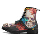 Floral skull skull boots for men women shoes, Flower skeleton boots for men, Skull  Christmas Halloween leather boots for men, Reaper boots
