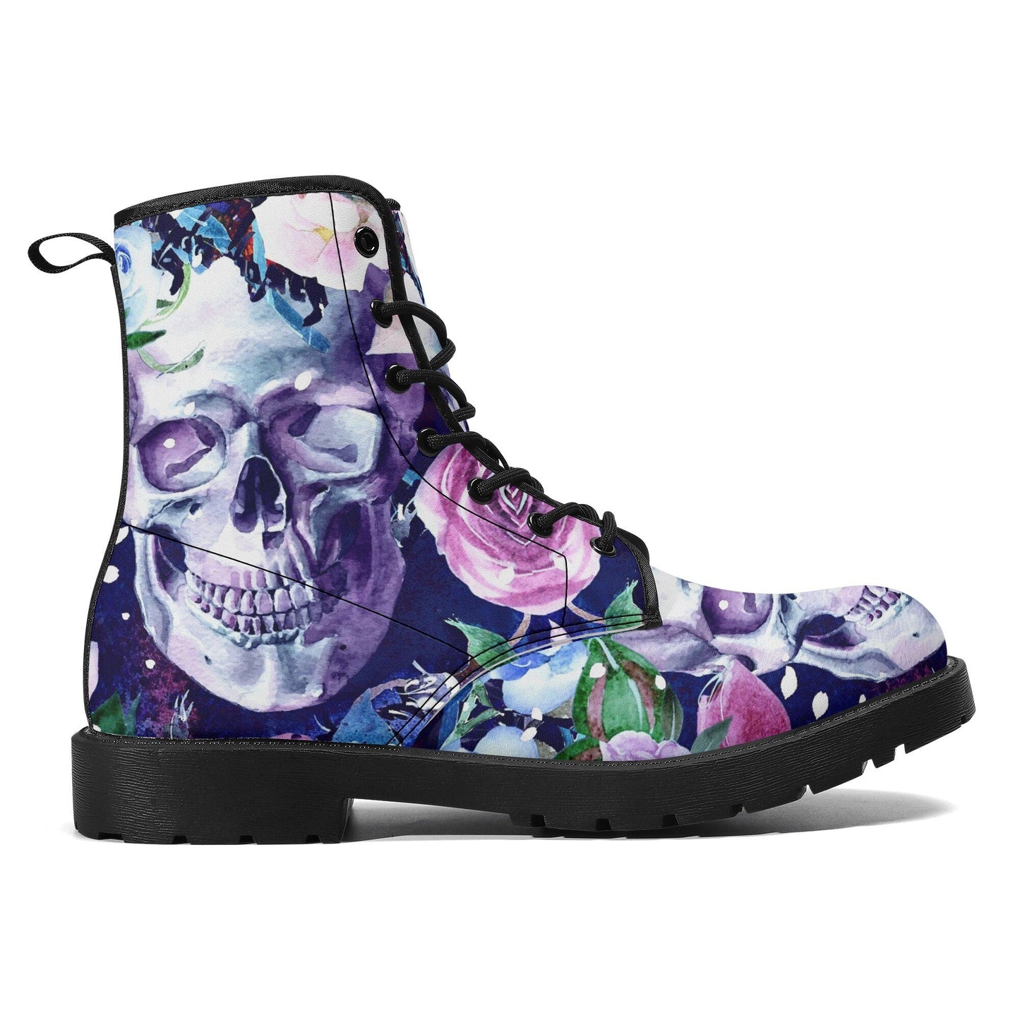 Floral skull skull boots for men women shoes, Flower skeleton boots for men, Skull  Christmas Halloween leather boots for men, Reaper boots