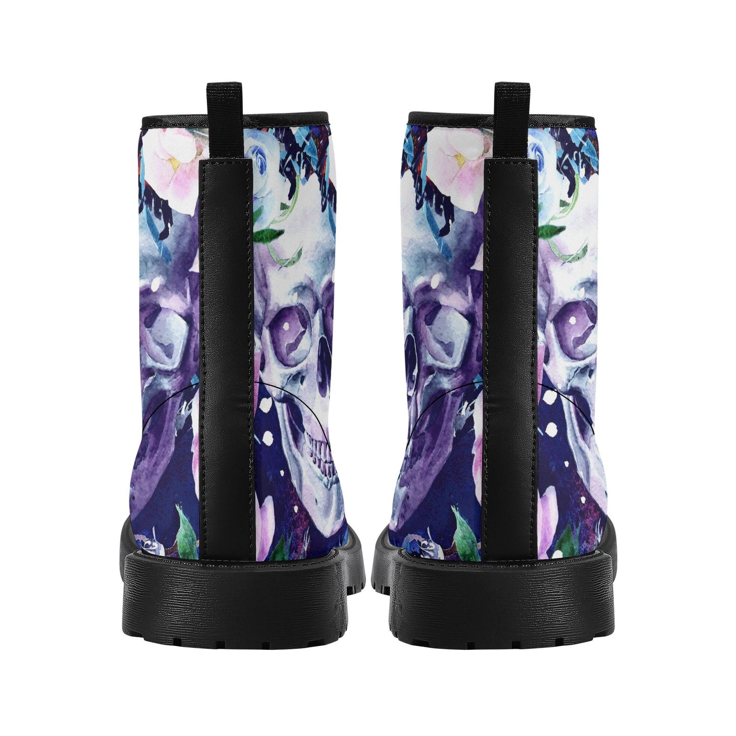 Floral skull skull boots for men women shoes, Flower skeleton boots for men, Skull  Christmas Halloween leather boots for men, Reaper boots
