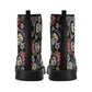 Day of the dead skull leather boots, sugar skull boots for men women skull women's boots candy skull combat boots Mexico gothic skull  boots