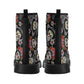 Day of the dead skull leather boots, sugar skull boots for men women skull women's boots candy skull combat boots Mexico gothic skull  boots