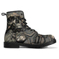 Gothic skull boots for men women, Death punisher skull gothic women boots skeleton boots, Halloween reaper leather boots shoes streetwear