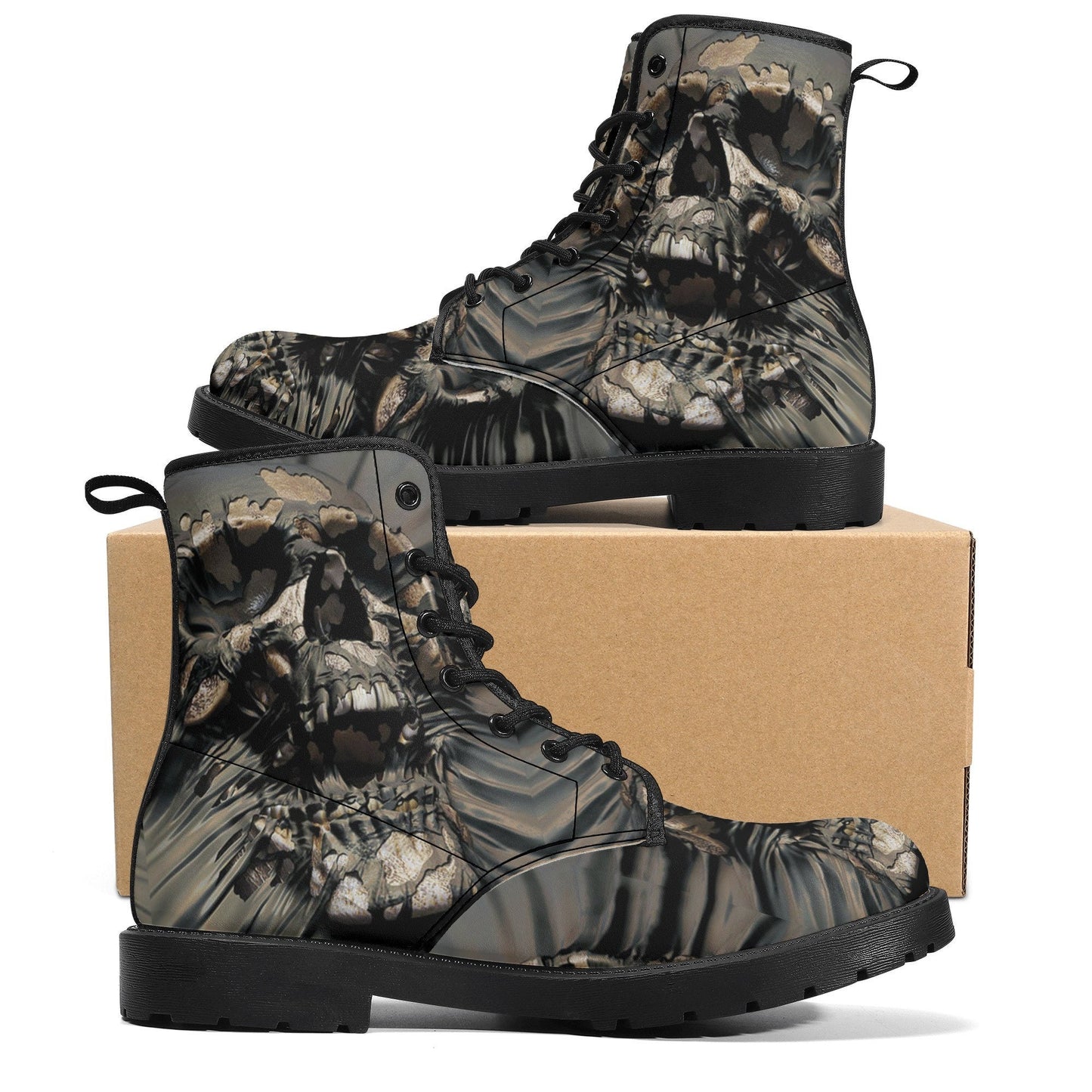 Gothic skull boots for men women, Death punisher skull gothic women boots skeleton boots, Halloween reaper leather boots shoes streetwear