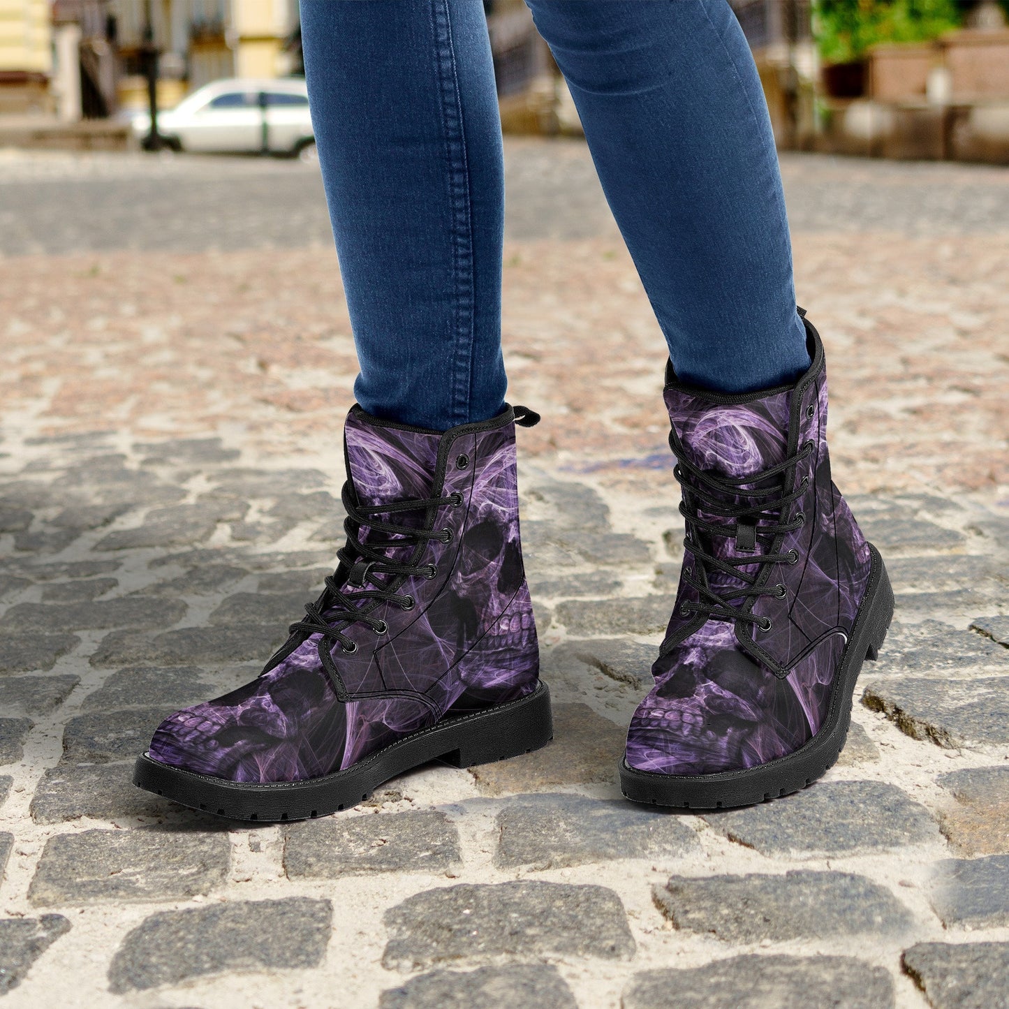 Flame skull grim reaper boots for men women, Flaming skull gothic women boots skeleton boots, Halloween Christmas leather skull boots shoes